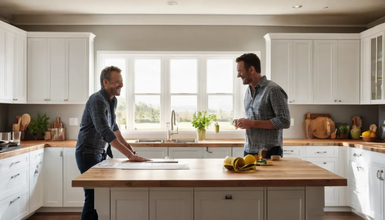 Local kitchen remodeling provider reviewing plans with a homeowner in a bright updated kitchen in Cleveland